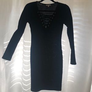 Black black up sweater dress